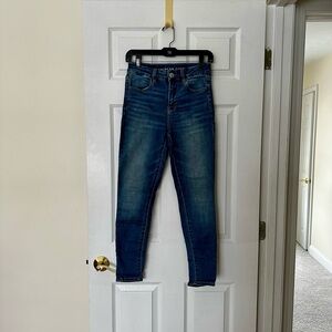 American Eagle High Rise Blue Jeggings 2 Short